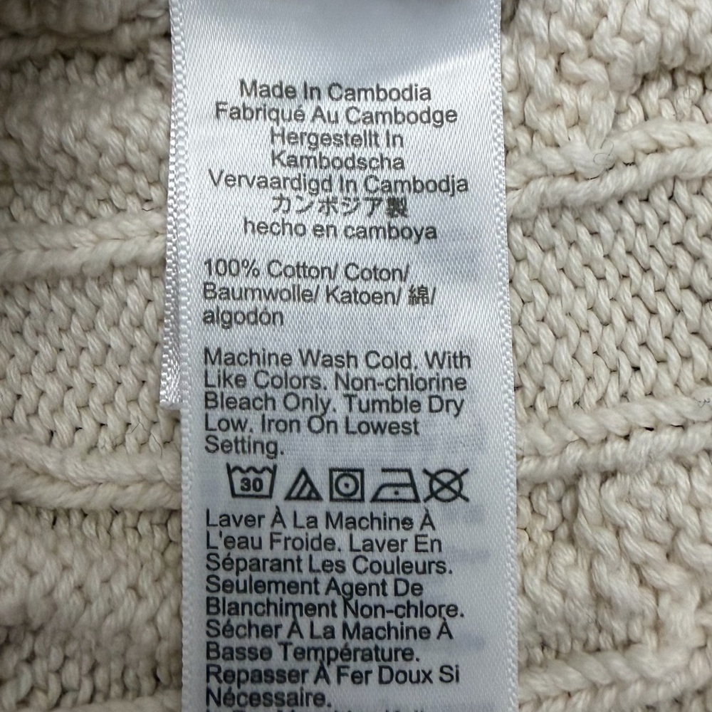 J.Crew Cable Knit Sweater Cream Ivory 100% Cotton Long Sleeve Size L - Picture 7 of 11